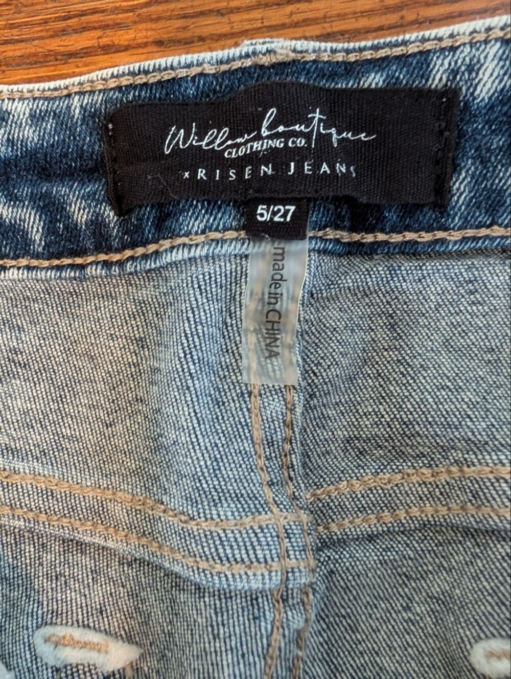 High-Rise Light Blue Distressed Flare Jeans - Picture 5 of 6